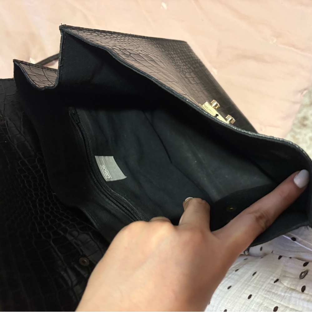 ASOS Black Croc-Embossed Structured Bag - Picture 6 of 9